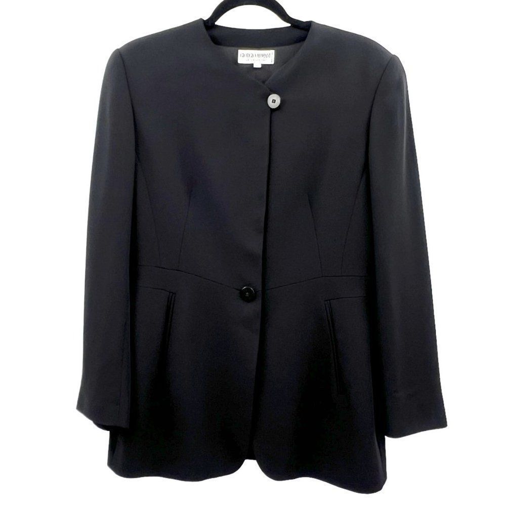 Vintage Giorgio Armani Le Collezioni Women's Collarless Suit Jacket Size 10